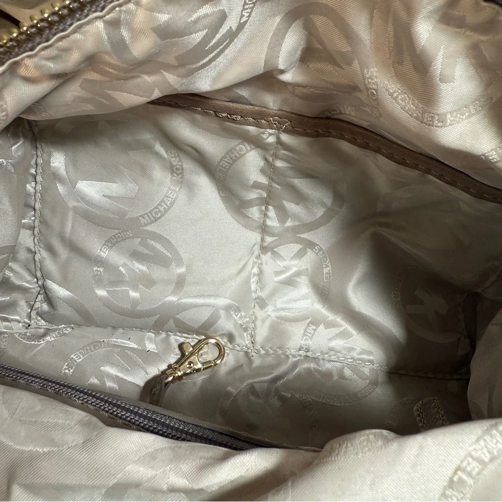 Michael Kors Moxley Taupe Leather Shoulder Crossbody Bag